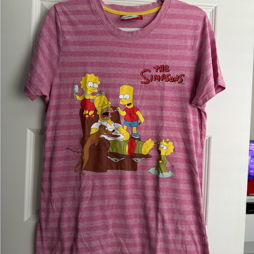 Pink and Yellow Nightgown with Simpsons Graphic